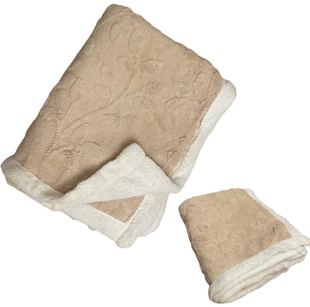 Luxus báránytakaró flower bézs mikroplüssből 200x230cm TiaHome