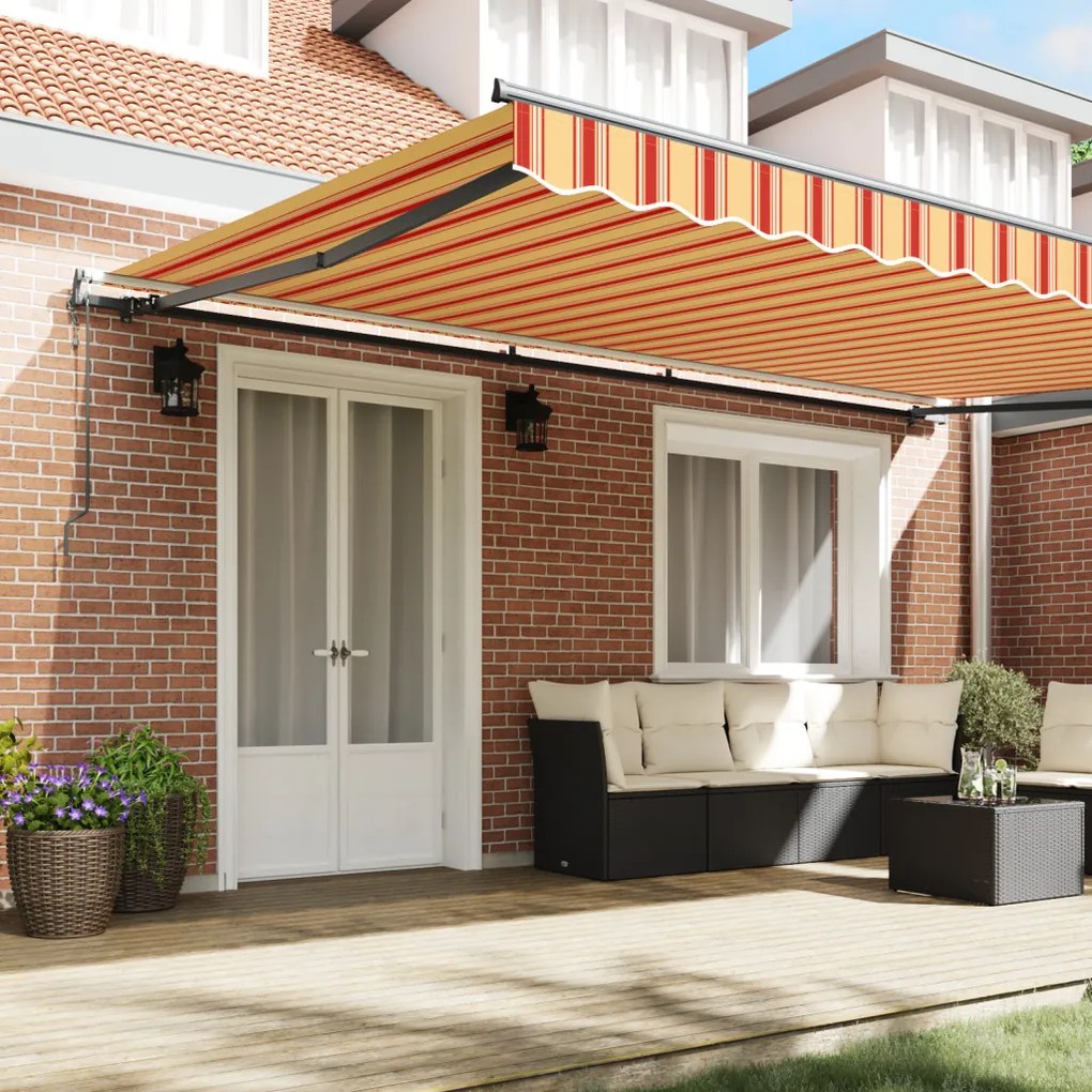 Automatikus Behúzható Napellenző Sárga és Narancssárga 500x350 cm