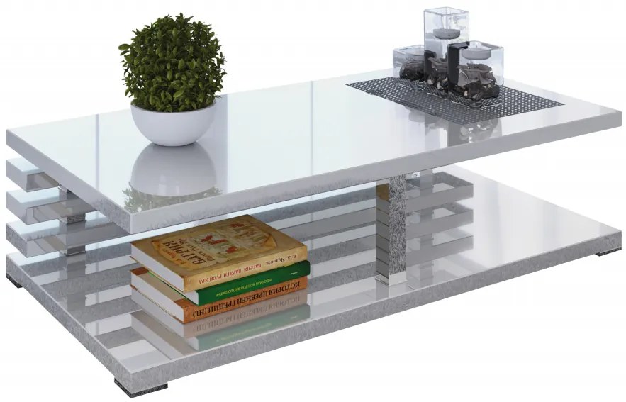 Alex dohányzóasztal magasfényű fehér N