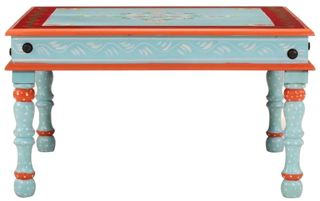 kézzel festett kék tömör mangófa dohányzóasztal