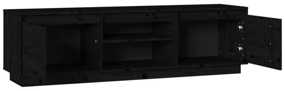 fekete tömör fenyőfa TV-szekrény 140 x 35 x 40 cm