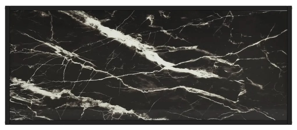 Fekete dohányzóasztal fekete márvány mintás üveggel 120x50x35cm