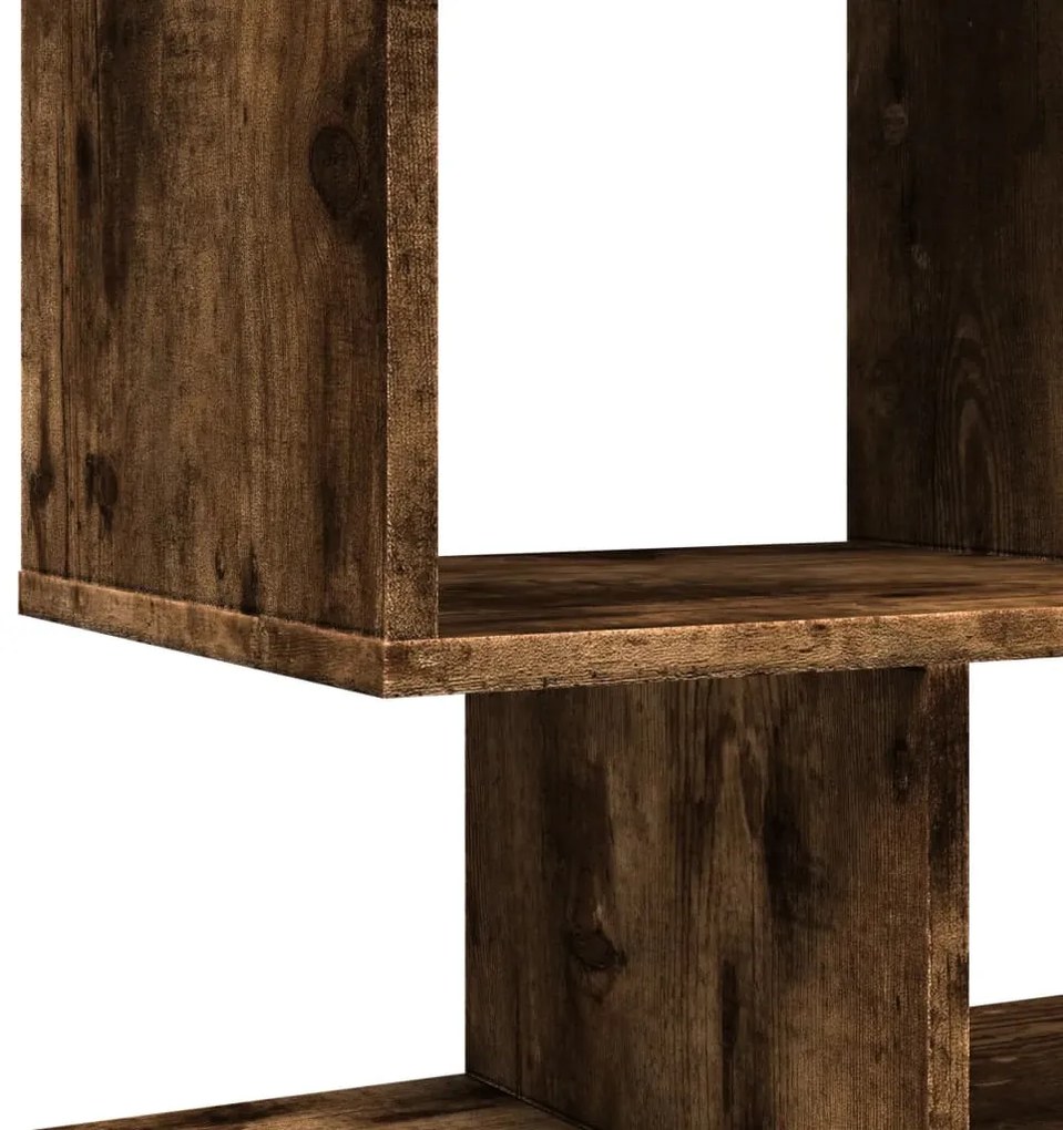 füstös tölgy szerelt fa elválasztó könyvespolc 92x29x112 cm