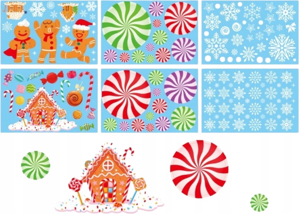 Ecarla Színes karácsonyi ablakmatricák, 6 ív, 20 x 30 cm, NKD14