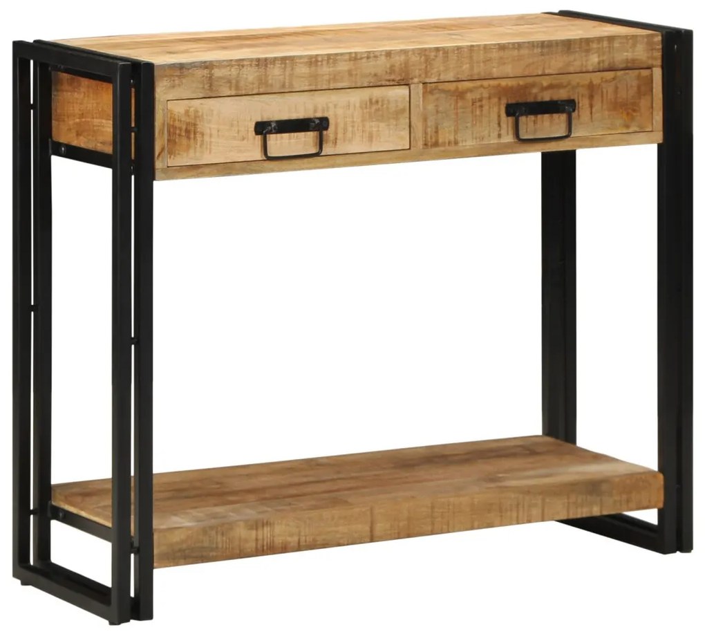 Konzolasztal 90x33x75 cm Tömör durva mangófából