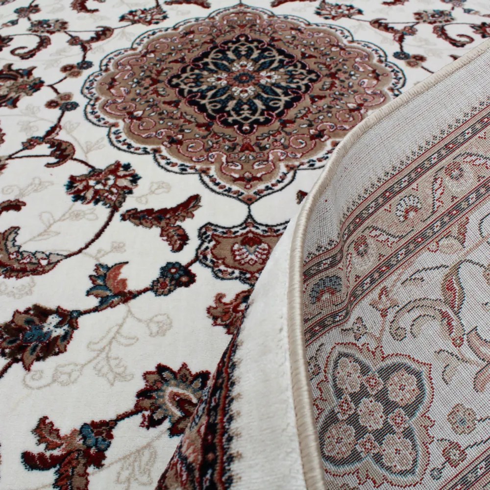 Gépi perzsa szőnyeg bézs Isfahan 160x230 klasszikus nappali szőnyeg
