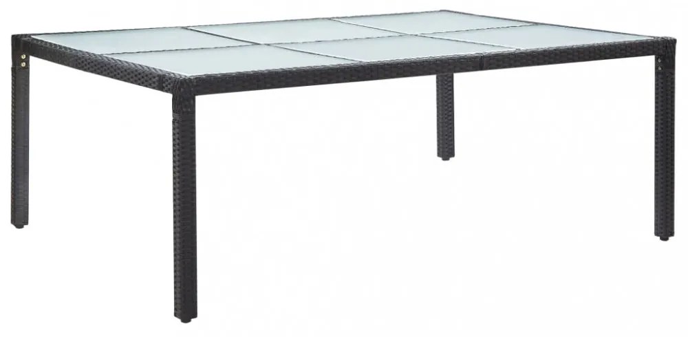 fekete polyrattan kültéri étkezőasztal 200 x 150 x 74 cm