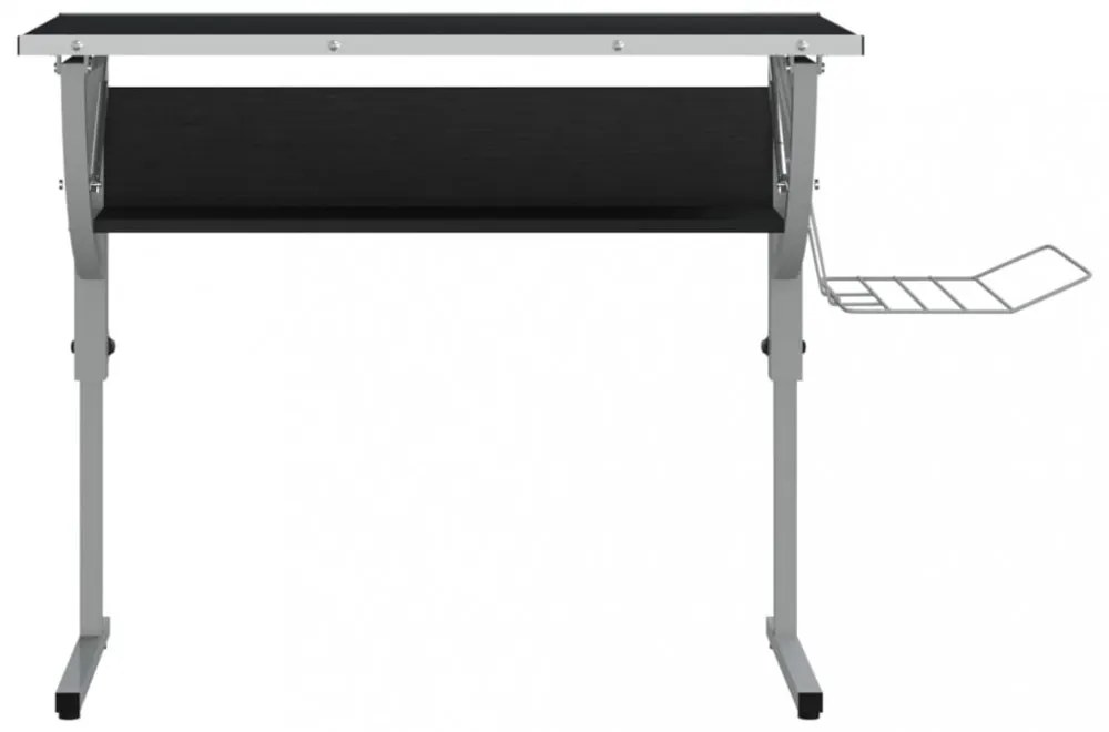 fekete-szürke szerelt fa és acél íróasztal 110x53x(58-87) cm