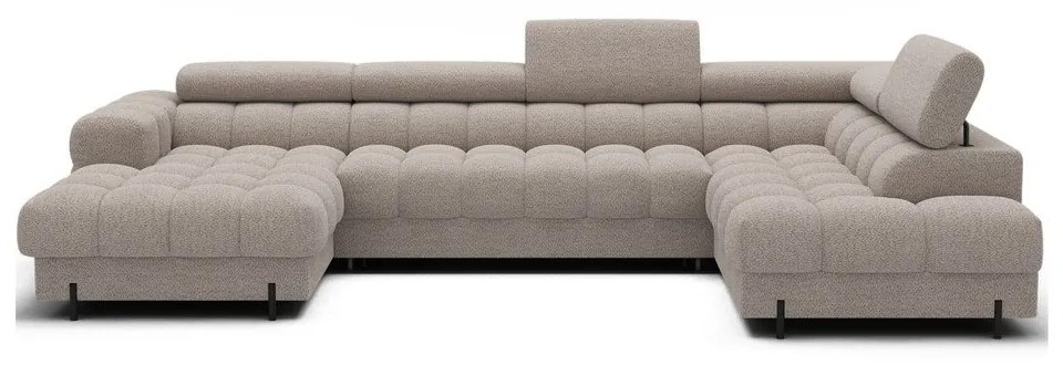 Bézs buklé kinyitható sarokkanapé (jobb oldali-U alakú) Feraria – ELTAP