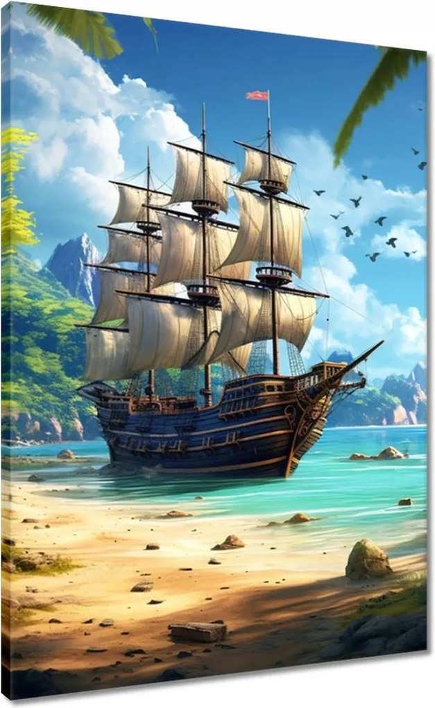 Vászonkép 50x70 Hajó egy paradicsomi szigeten