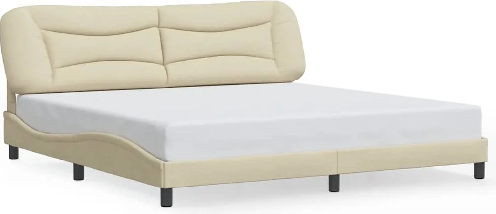 vidaXL krémszínű szövet ágykeret matrac nélkül Hvar 200 x 200 cm