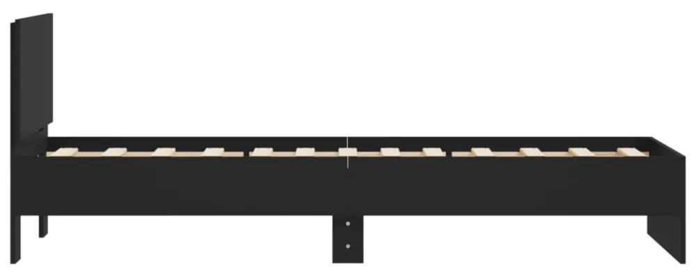fekete szerelt fa ágykeret fejtámlával 90 x 200 cm