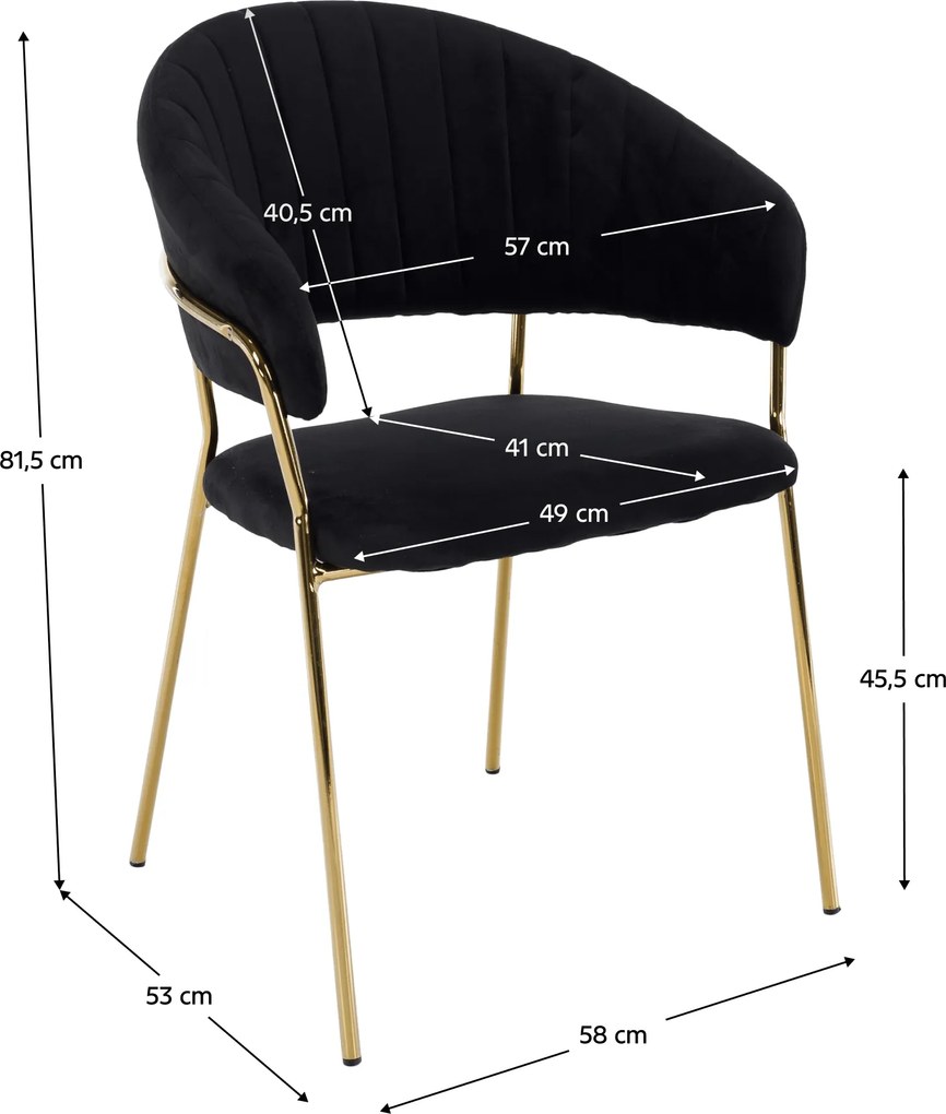 Design étkezőszék, fekete Velvet szövet/gold króm arany, DASMIN TYP 1