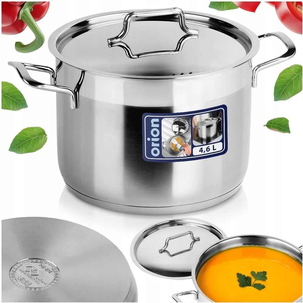 Anett Orion fazék fedővel rozsdamentes acél 20 cm 4,6L Prémium