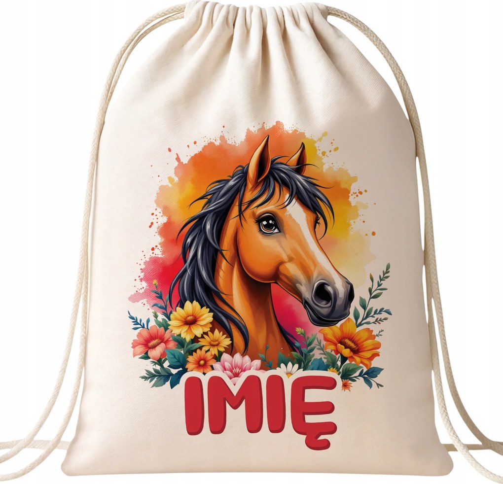 Személyre szabott Pamut Hátizsák Ló Cuki Gyerekeknek