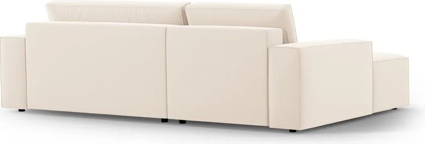 Bézs bársony kinyitható-tárolóhelyes sarokkanapé (bal oldali-heverő résszel) Jodie – Micadoni