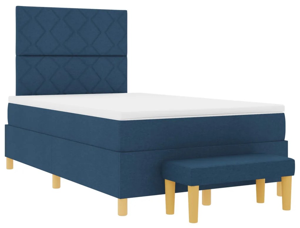 Box Spring ágy matrac & pad Kék 120x200 cm Szövet