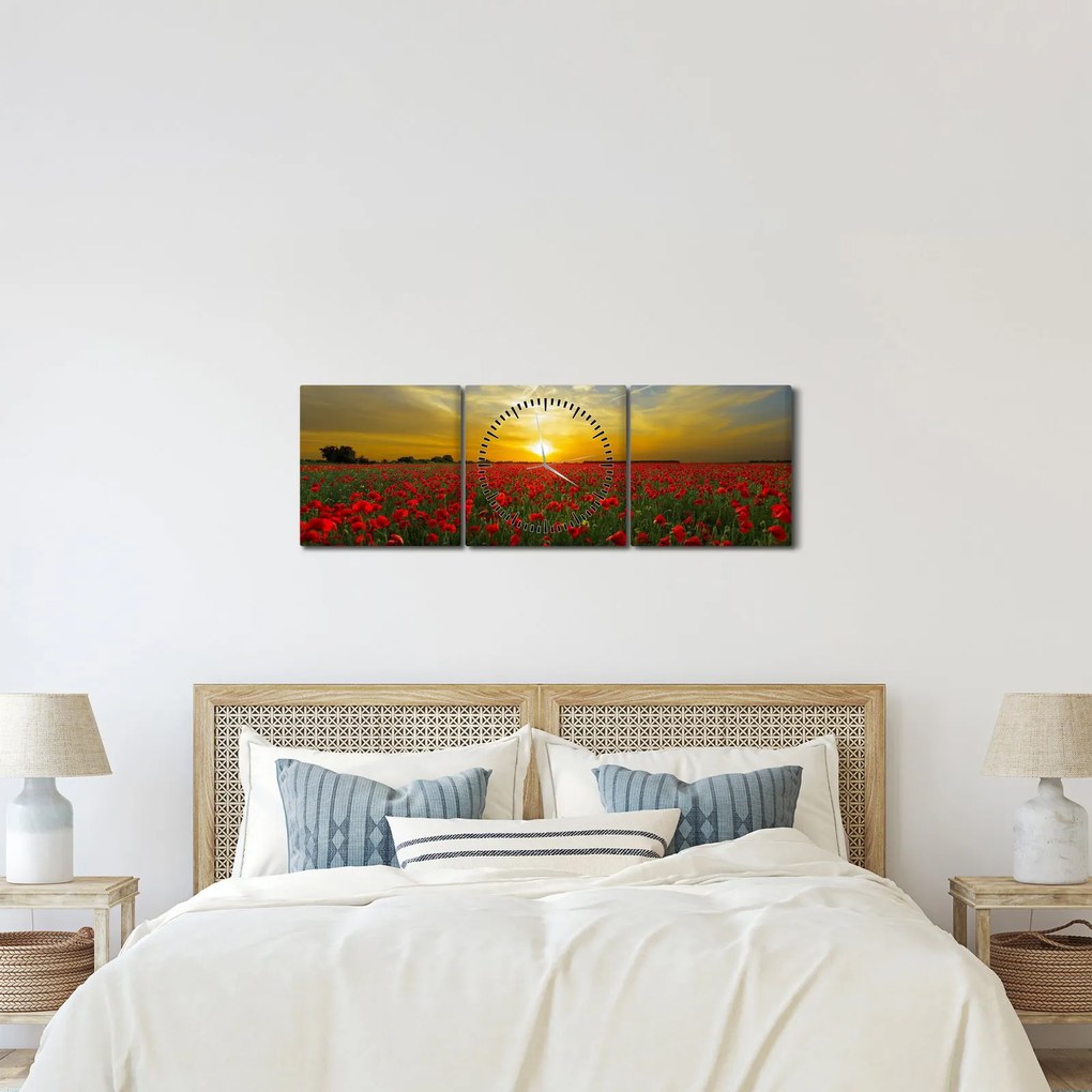 Egy kép a pipacs mezőről (órával) (90x30 cm)