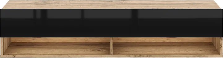 TV szekrény 140 cm 1 ajtós Wotan tölgy / fekete magasfény színkombinációban – DERBY