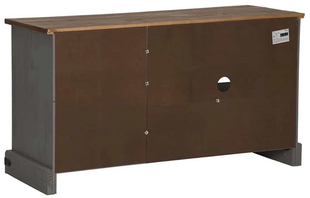HALDEN szürke tömör fa TV szekrény tolóajtóval 110x40x60 cm