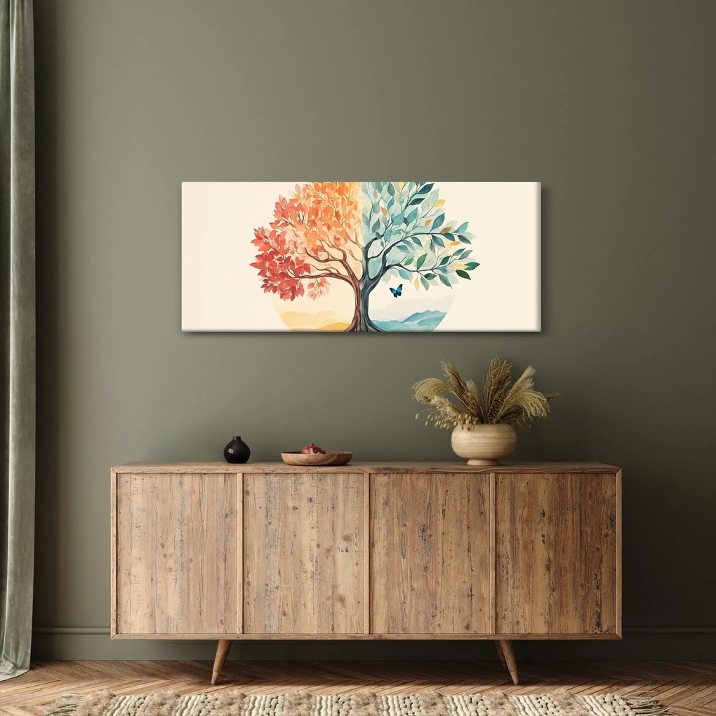 Kép – Duális fa pillangóval (120x50 cm)