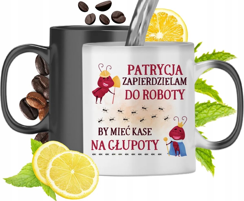 Mágikus bögre Patríciának Fekete matt nyomott mintával 330ml