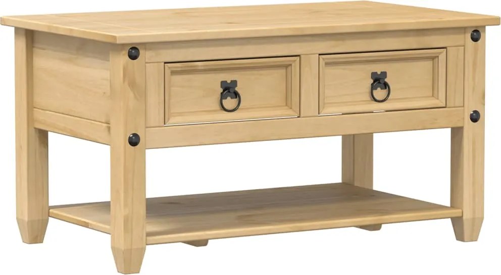 vidaXL Corona tömör fenyőfa dohányzóasztal fiókokkal 85 x 50 x 45 cm