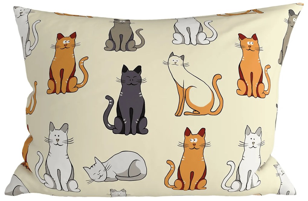 2 db díszpárnahuzat szett COLORED CATS BLEND 50x70 cm, krémszínű