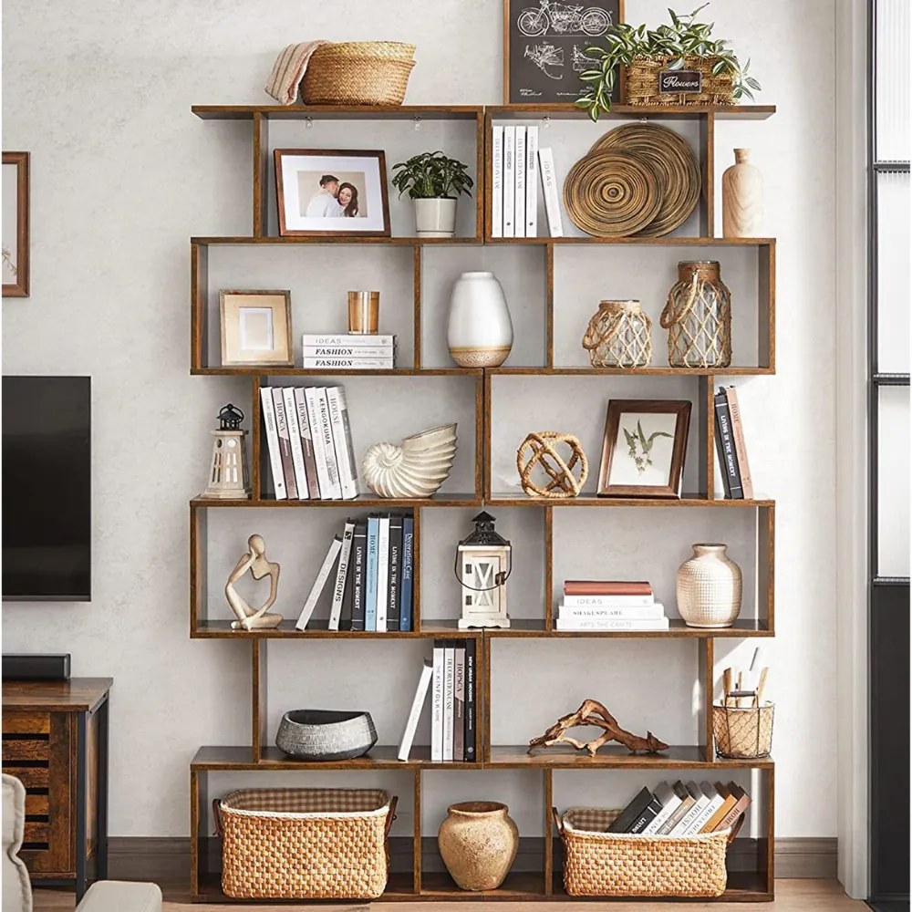 PRESTON könyvespolc, 70x24x190,5cm, barna színben Vasagle