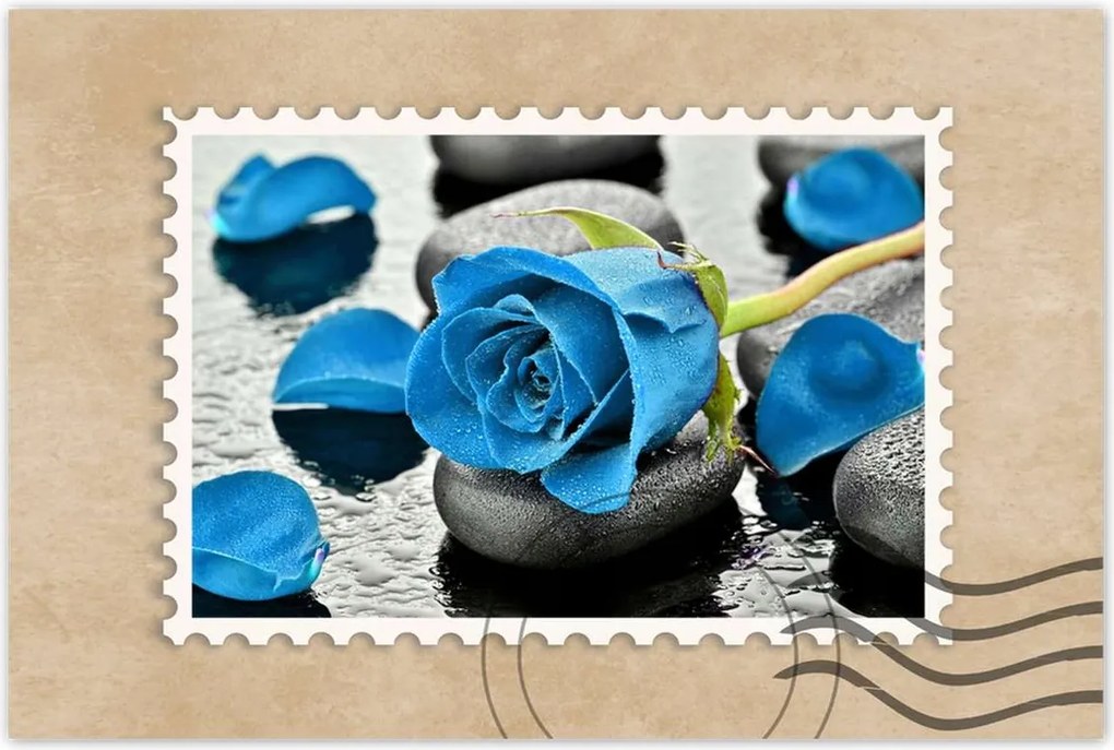 Poszter 60x40 Kék rózsa kövek