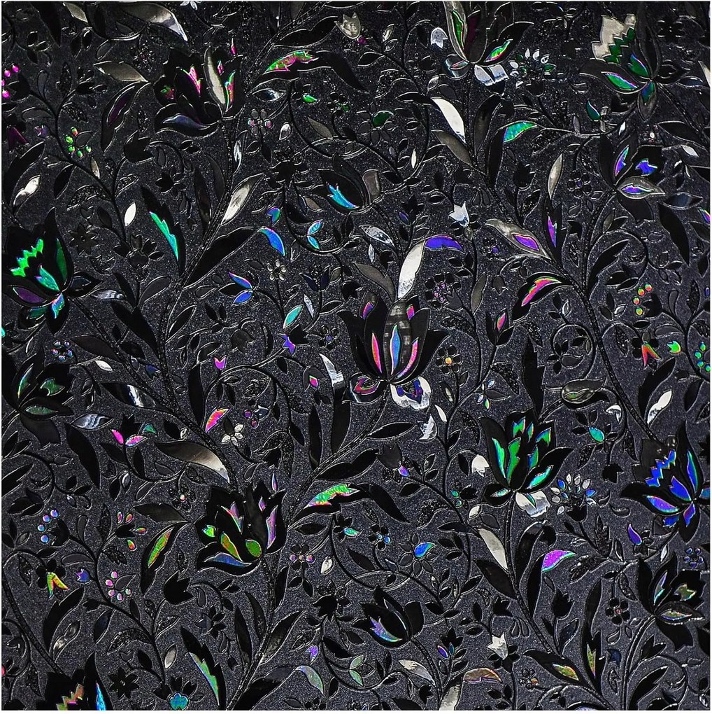 Ablakfólia átlátszatlan öntapadós virág mintás 3D 75x200cm fekete