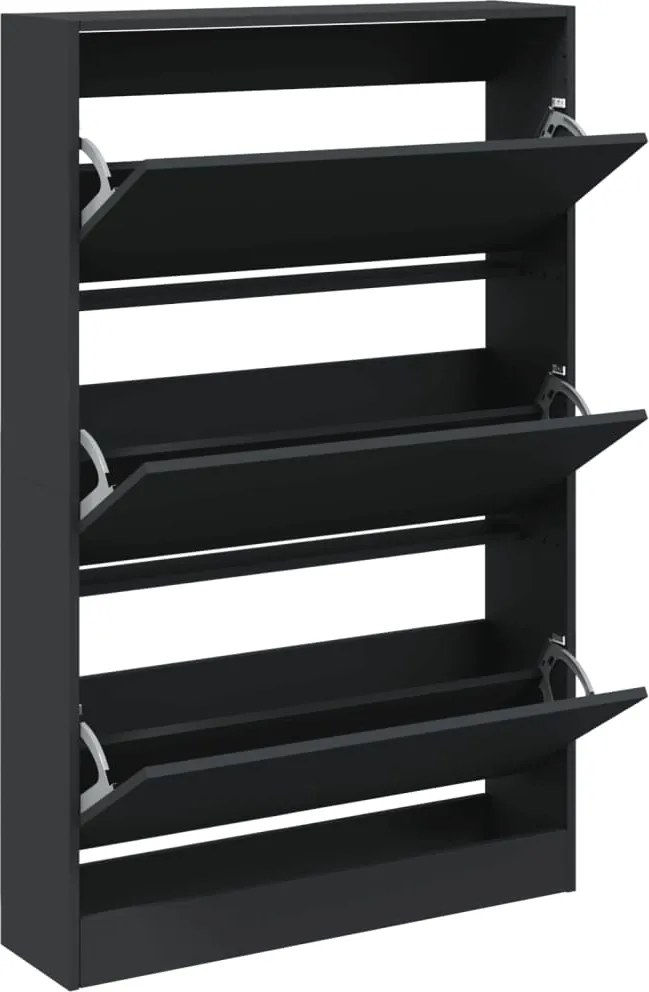 vidaXL fekete szerelt fa cipőszekrény 80 x 21 x 125,5 cm