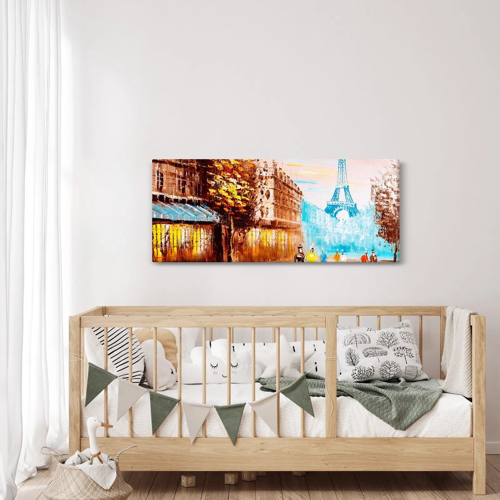 Kép - Esős idő és az Eiffel-torony (120x50 cm)