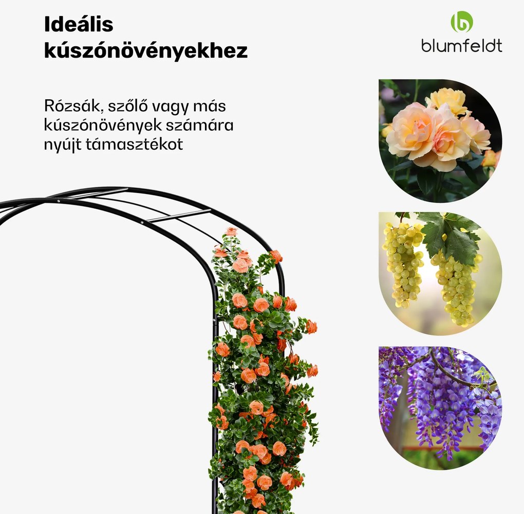 FloraBelle Curve rózsaszín boltív, dekoratív levélminták, időjárásálló, segédeszköz kúszónövényekhez