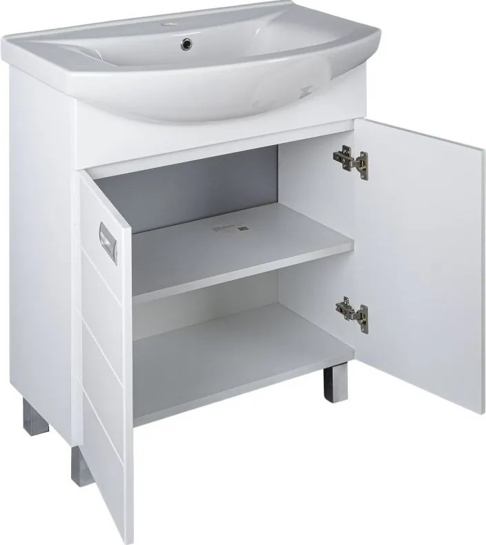 Viva SZQUARE 55 lábon álló fürdőszobabútor Sanovit ZENON 6055 porcelán mosdóval 55 x 44 cm