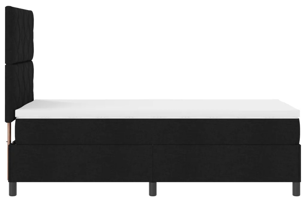 Rugós Ágy Matraccal és LED világítással, Fekete, 90 x 190 cm, Szövet