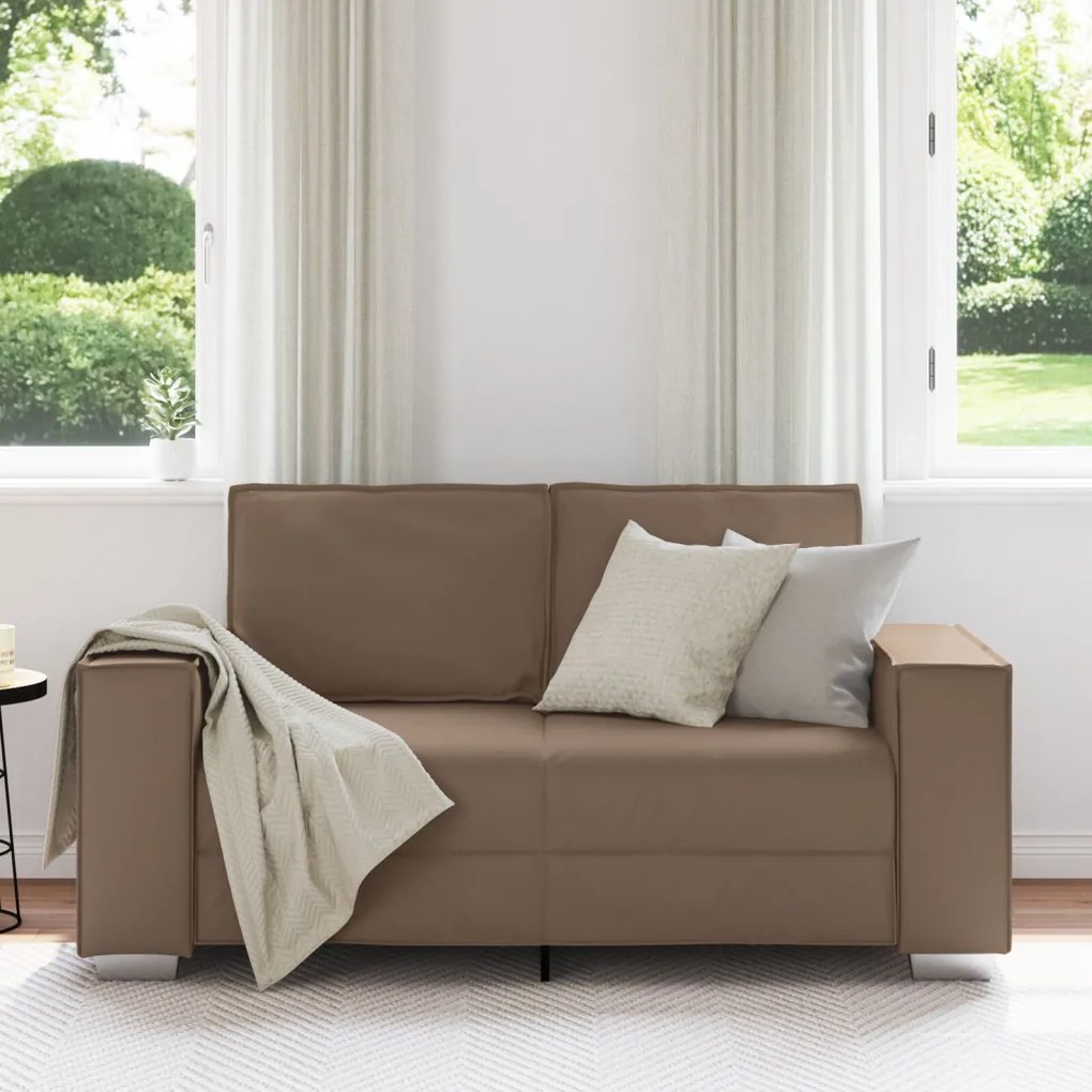 120 cm-es Loveseat Kanapé párnával Cappuccino Műbőr