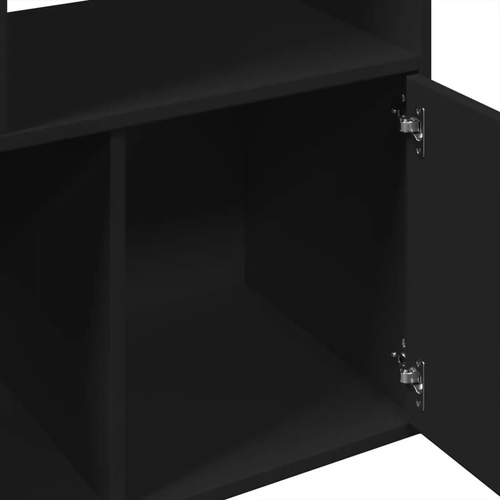 fekete szerelt fa könyvszekrény 70 x 36 x 189 cm