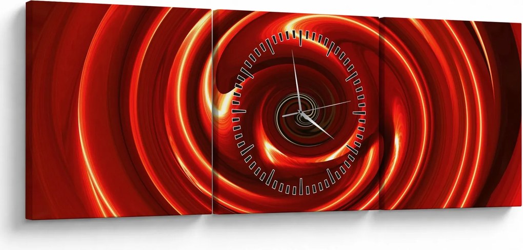 Absztrakt kép - piros spirál (órával) (90x30 cm)