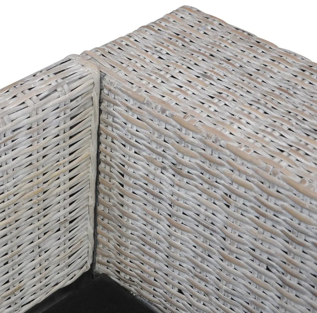 3 személyes szürke természetes rattan kanapé párnával