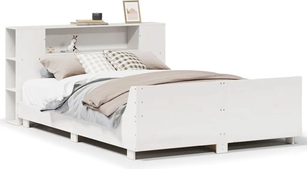 vidaXL fehér tömör fenyőfa ágy matrac nélkül 140x190 cm