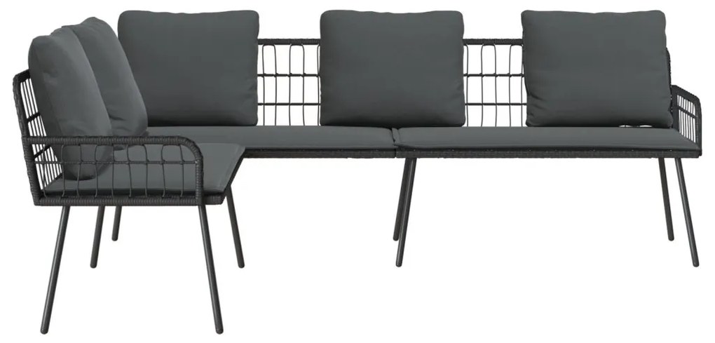L-alakú kanapé Fekete 231x173x78 cm Polirattan