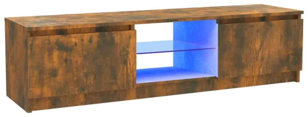 füstölt tölgy színű TV-szekrény LED lámpákkal 120x30x35,5 cm