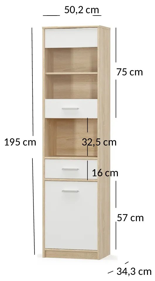 Vitrin Terrell (szonoma tölgy + fehér). Akció -15%. 1053277