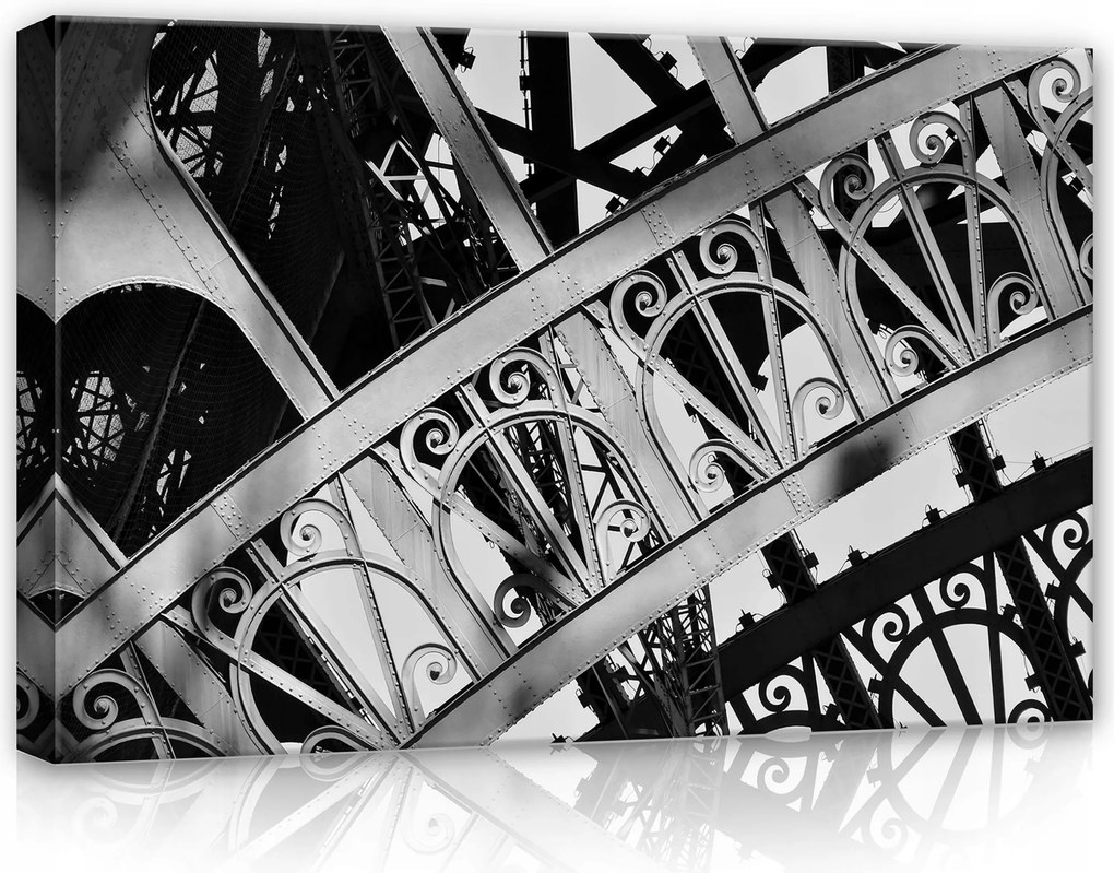 Vászonkép 60x40 Eiffel-torony fém szerkezet fekete-fehér áttört geometria