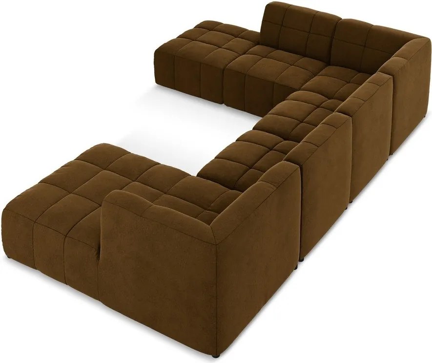 Mustársárga bársony sarokkanapé (U alakú) Aloha – Makamii