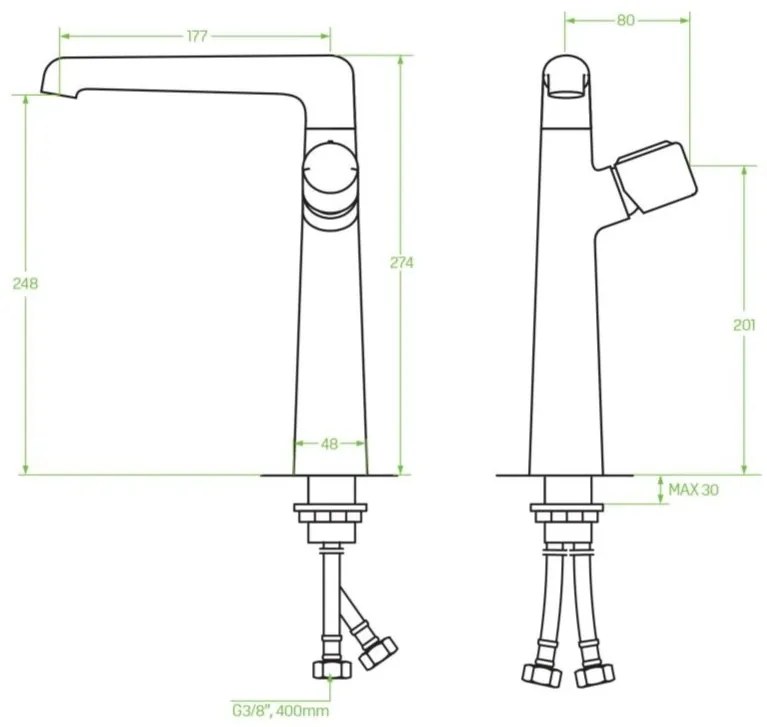 Laveo Pretto, magas mosogató csaptelep h-274, króm, LAV-BAO_065D