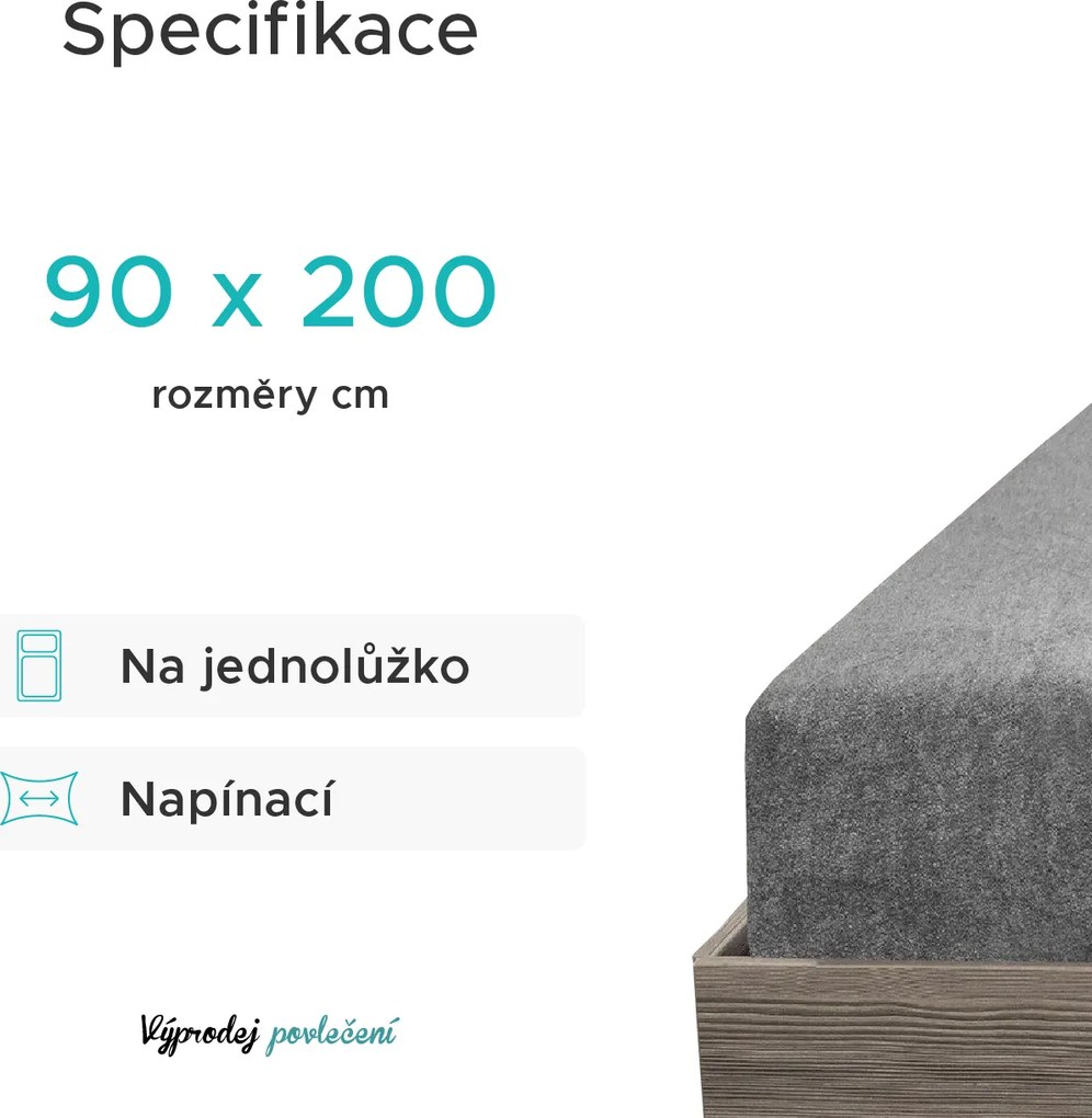 Frottír világoskék lepedő 90x200 cm