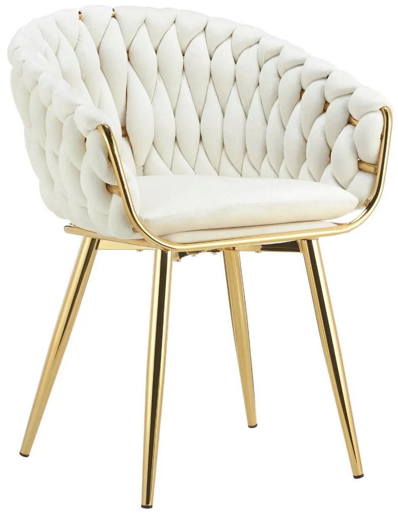 Krém fehér bársonyszék LUX 84cm