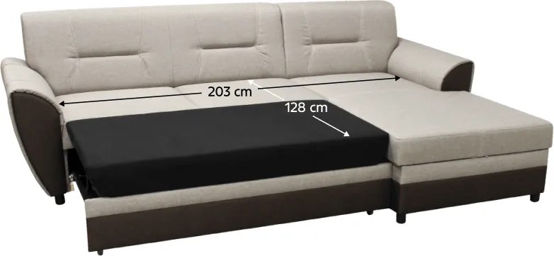 Kinyitható ülőgarnitúra, barna/szürkésbézs taupe, jobbos, SEVARD ROH